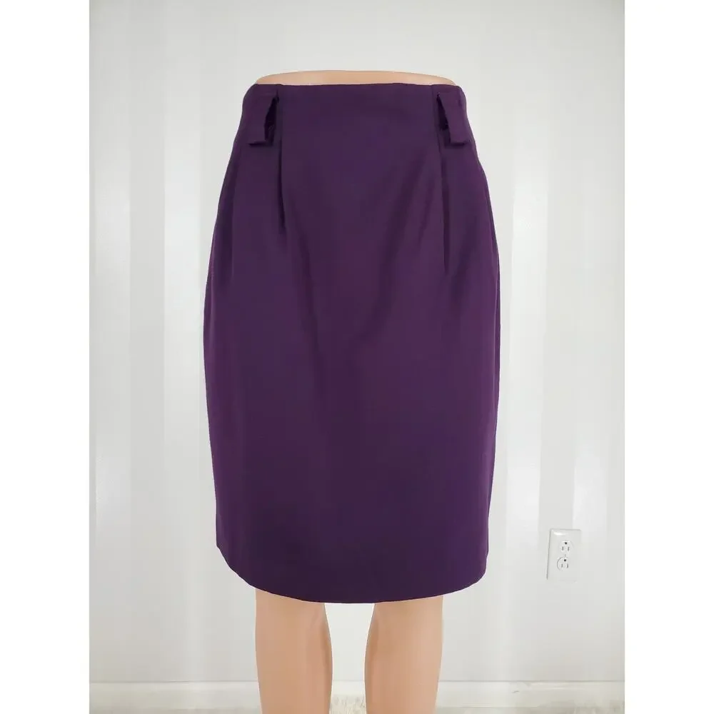 CASUAL CORNER Women's Purple Straight Skirt Sz 8 NO BELT - Picture 1 of 8